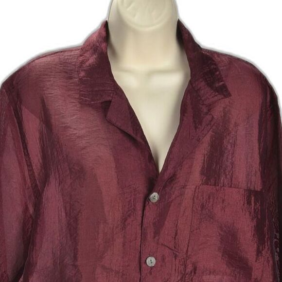 Chico's Design Cranberry Chiffon Tunic Blouse Size 1 (US 8) - Picture 3 of 4